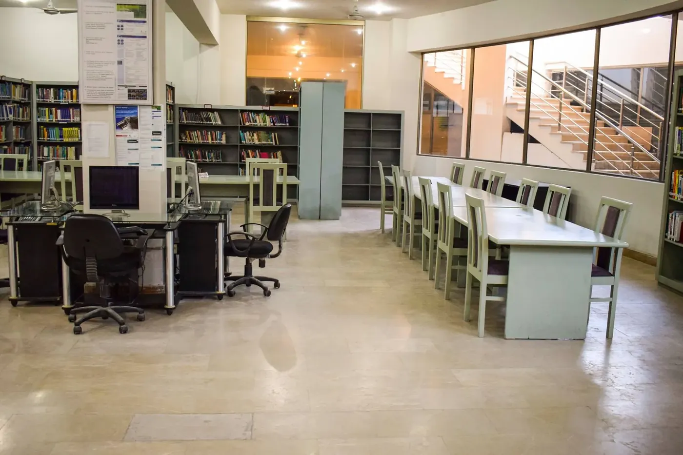 Bookshelves in the Information Resource Centre at Iqra National University